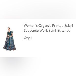 Womens organza printed semi stitch Lehenga